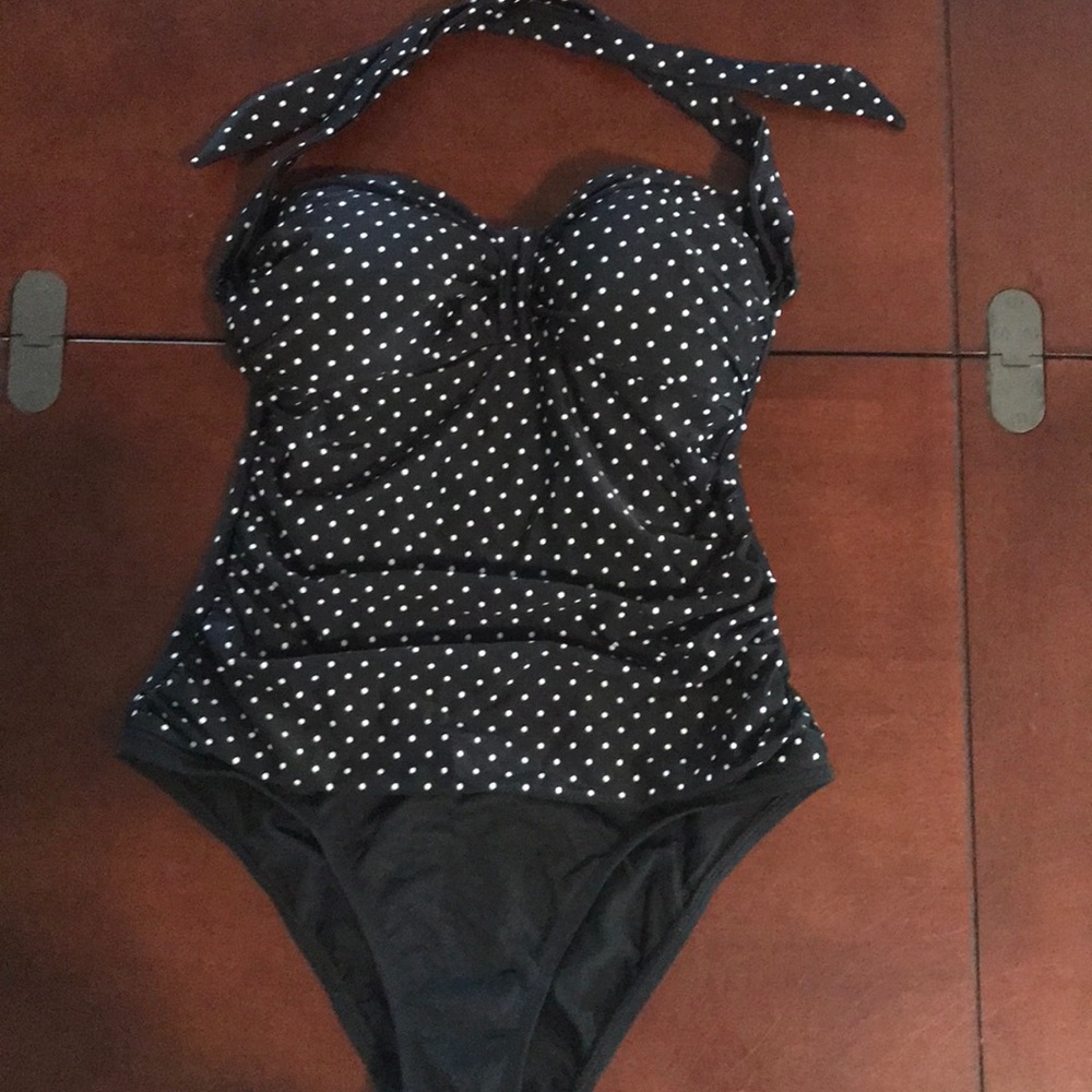 Chaps halter bandeau faux 2 pc black white suit 8